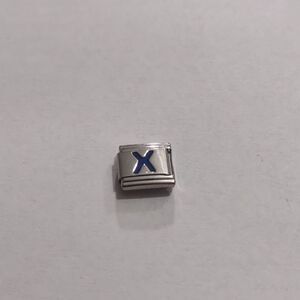 Blue X Italian Link Stainless‎ Steel Nomination Style Charm